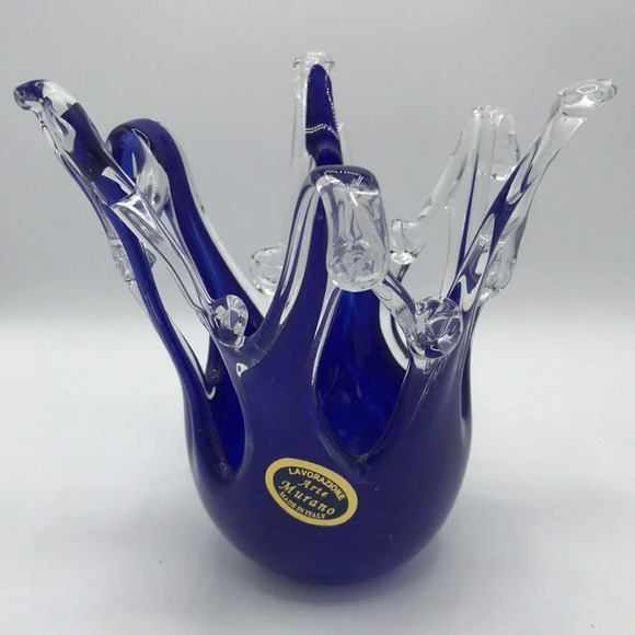 Lavorazione Arte Murano vintage cobalt blue glassware from Italy - Picture 3 of 5